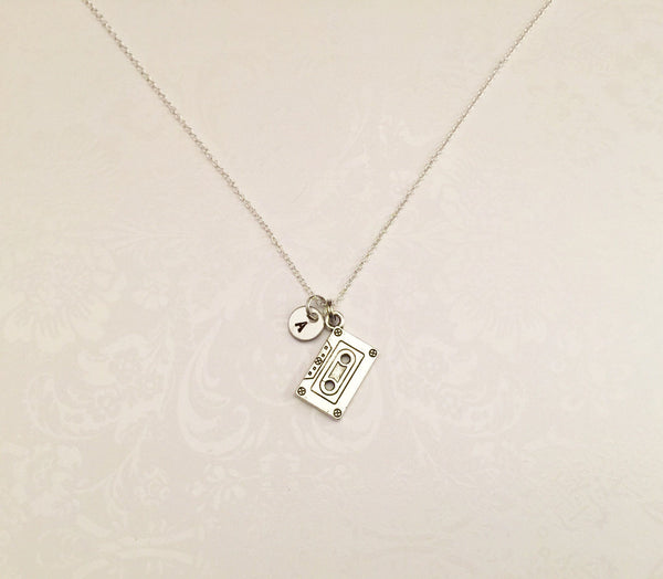 Cassette Tape Necklace with Initial - Anomaly Creations & Designs