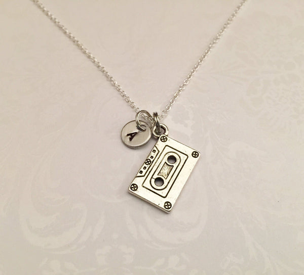 Cassette Tape Necklace with Initial - Anomaly Creations & Designs