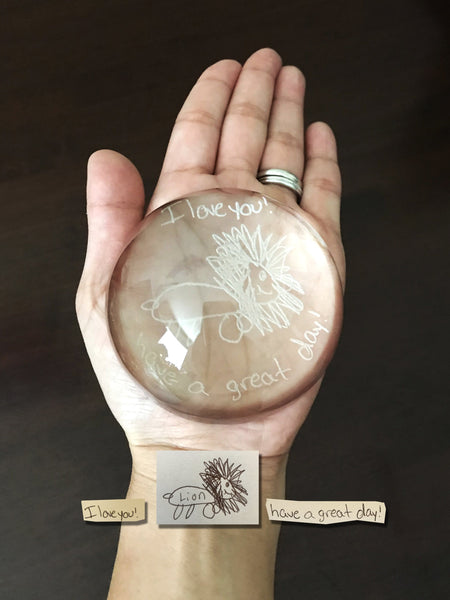 Actual Handwriting Glass Dome Paperweight