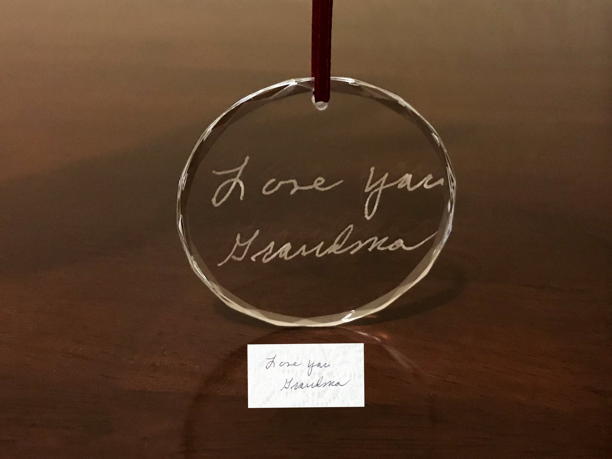 Glass Ornament - Custom Handwriting Engraved