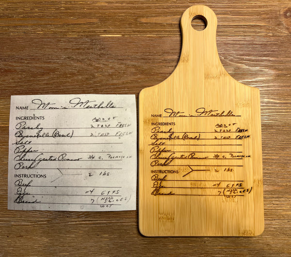 Recipe Cutting Board (Actual Handwritten Recipe)