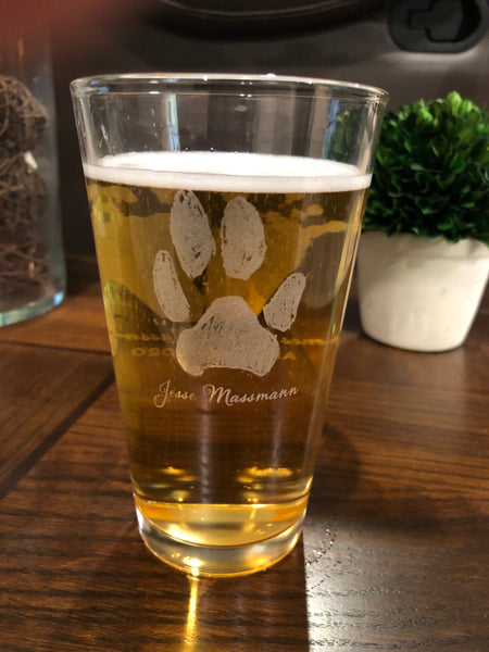 Actual Paw Print Glass