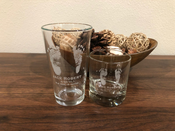 Actual Baby Footprints Glass