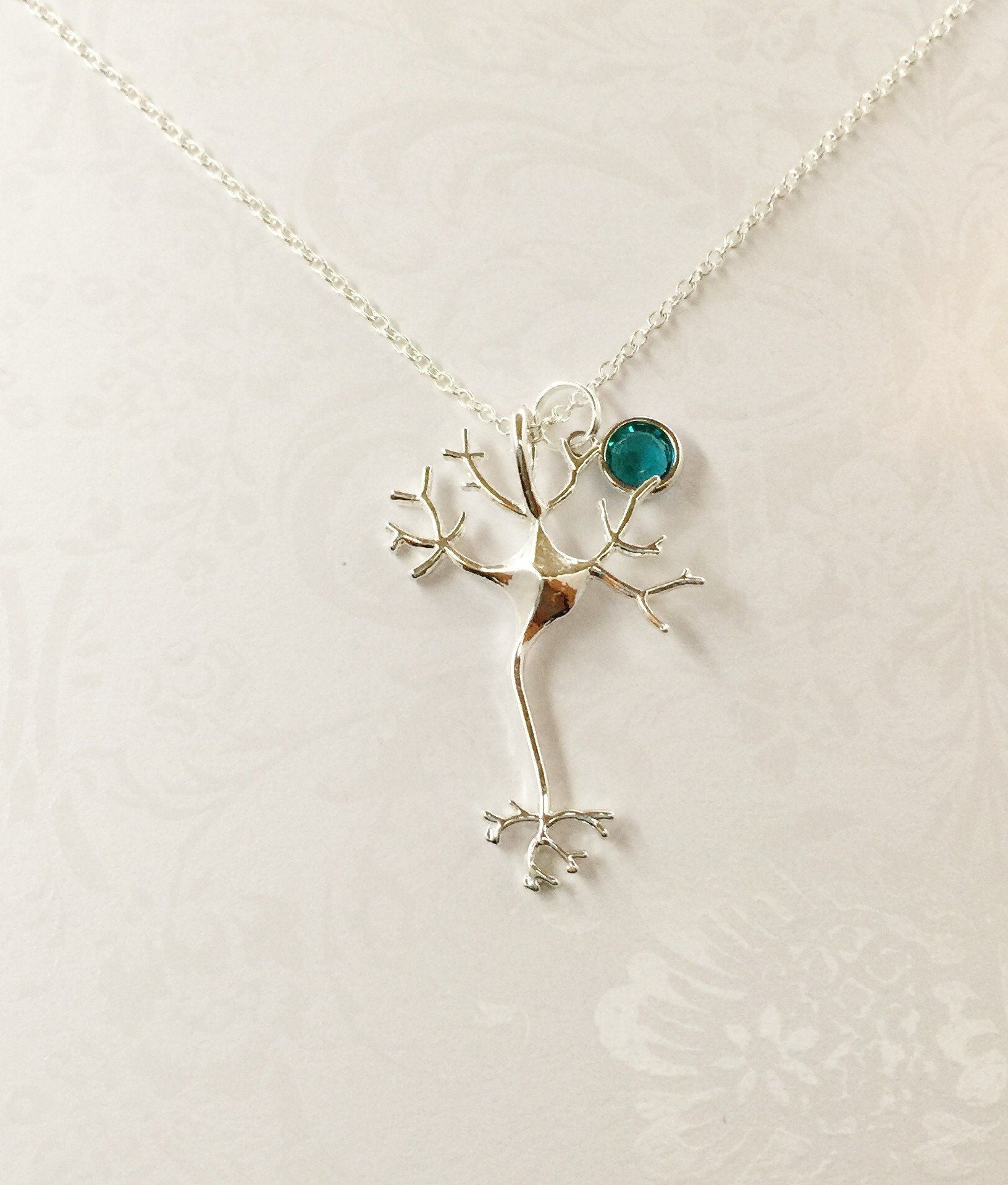 Neuron Necklace with Swarovski Birthstone - Anomaly Creations & Designs