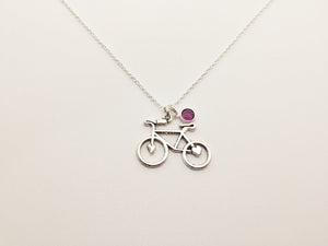 Bicycle Necklace with Swarovski Birthstone - Anomaly Creations & Designs