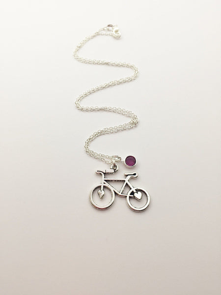 Bicycle Necklace with Swarovski Birthstone - Anomaly Creations & Designs