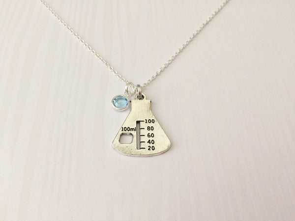 Erlenmeyer Flask Beaker Necklace with Swarovski Birthstone - Anomaly Creations & Designs
 - 3
