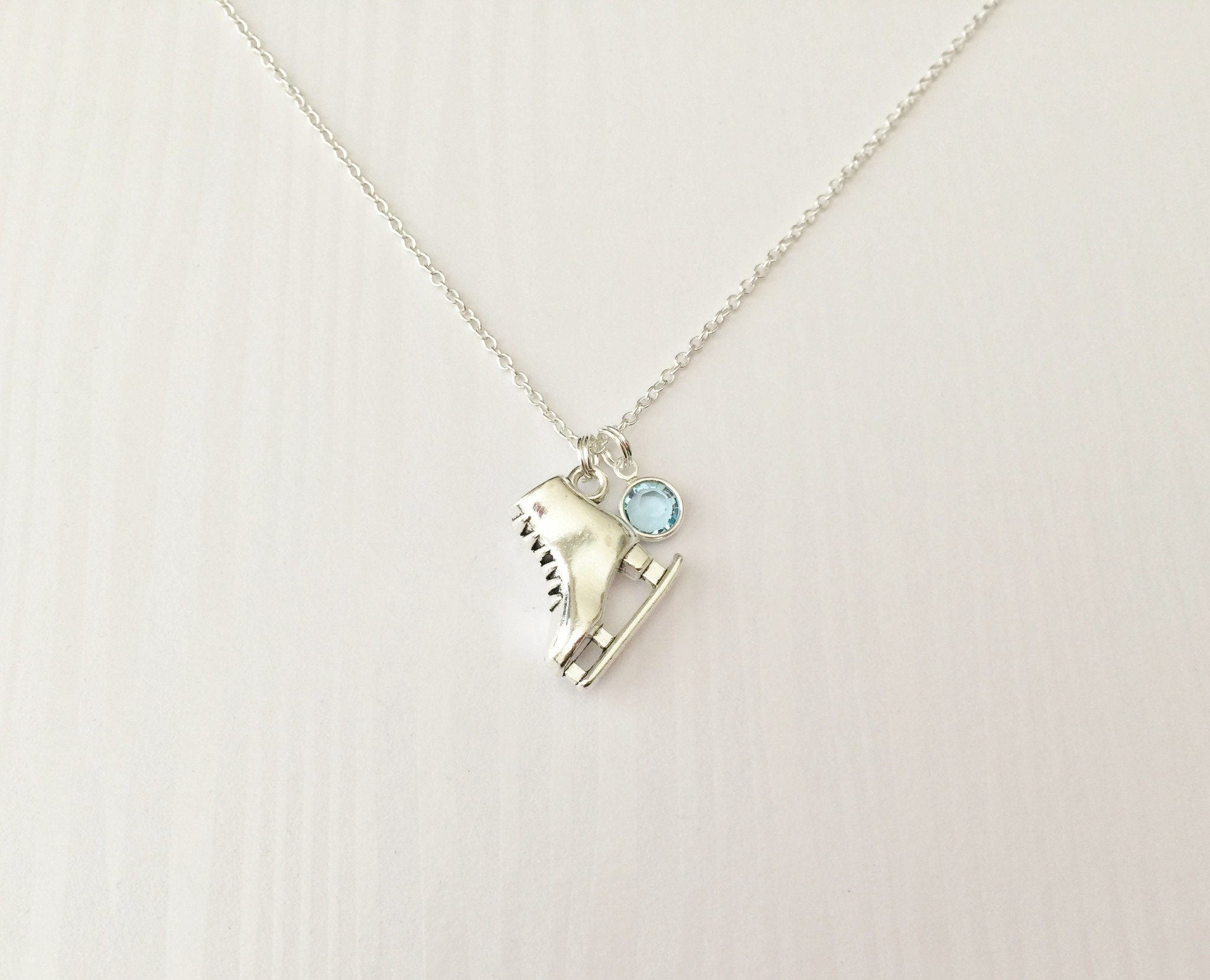 Ice Skating Necklace with Swarovski Birthstone - Anomaly Creations & Designs
 - 1