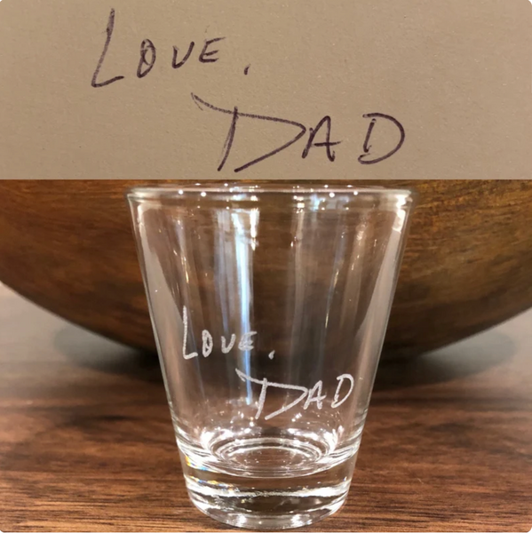 Handwriting shot glass