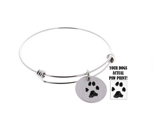 Paw print bangle bracelet