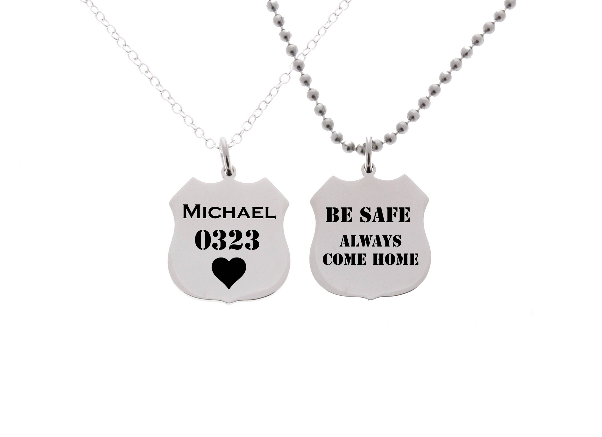 His and Hers Police Badge Necklaces