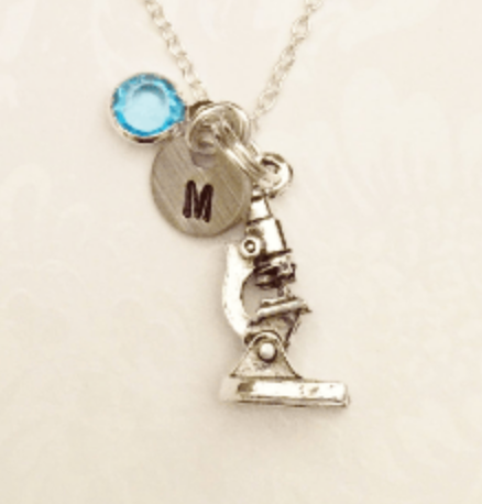 Microscope Necklace with Swarovski Birthstone & Initial