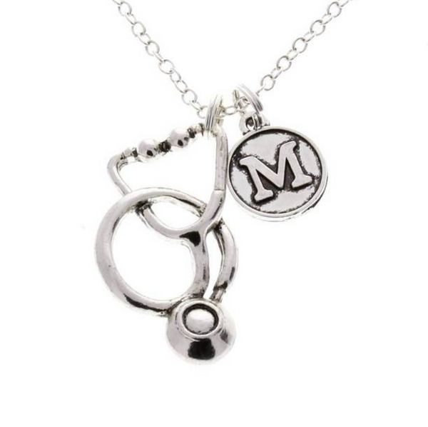 Stethoscope Necklace With Initial