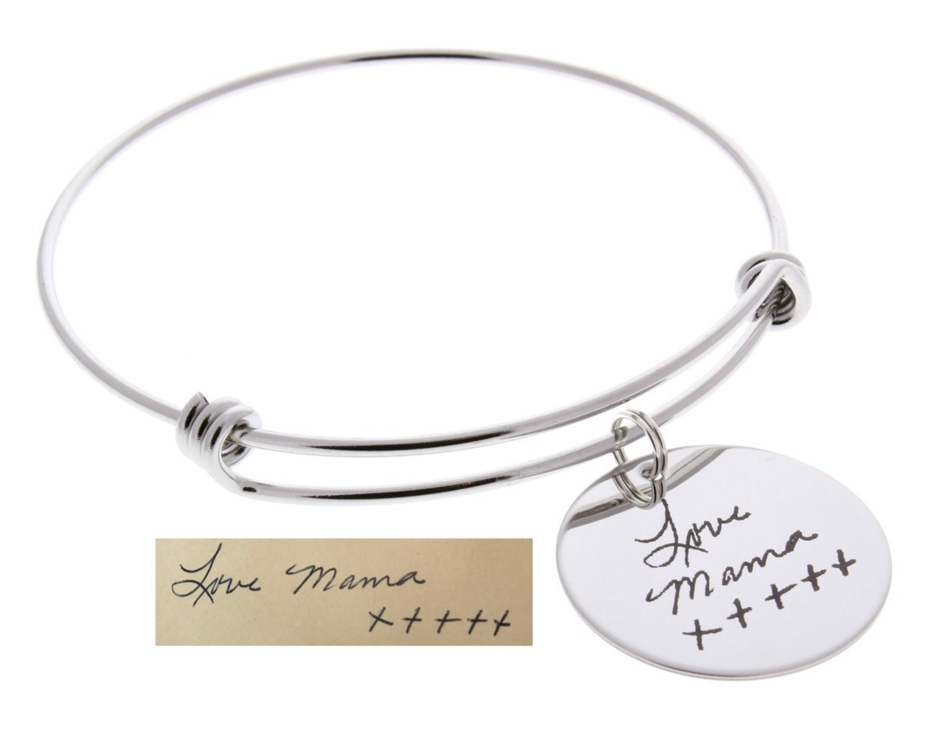 Handwriting Bangle Bracelet (Optional Swarovski Birthstone)