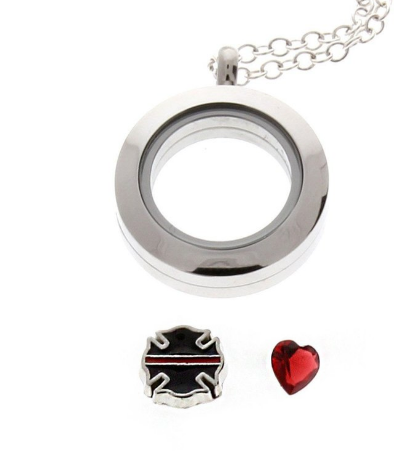 Firefighter "Thin Red Line" Floating Locket