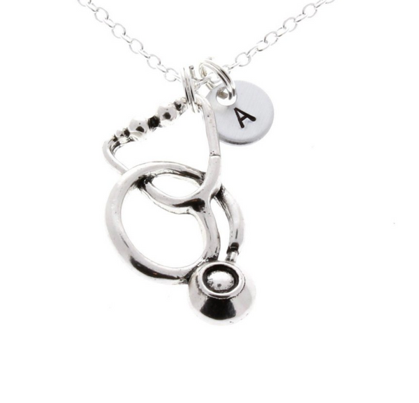 Stethoscope Necklace With Initial