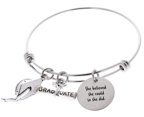Graduation Bangle Bracelet- She believed she could so she did