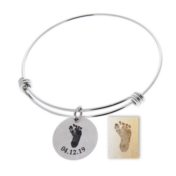 Handprint or Footprint, Bangle Bracelet (Customize!)