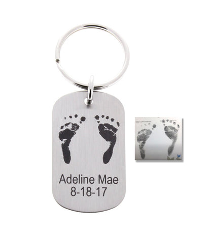 Actual Baby Footprints Keychain