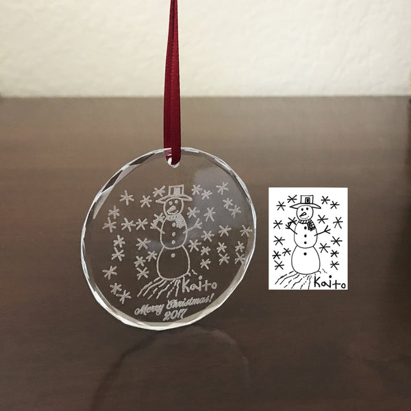 handwriting glass christmas ornament