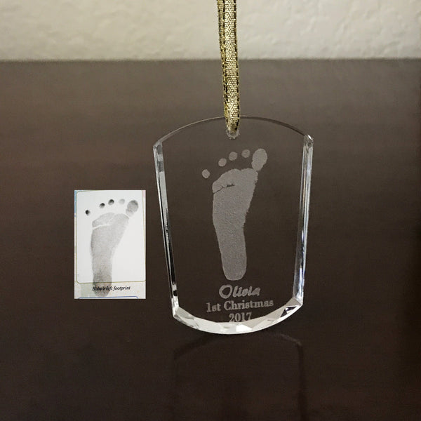 Baby Footprint Glass Ornament