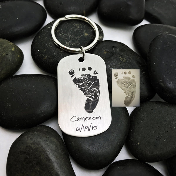 Actual Baby Footprints Keychain