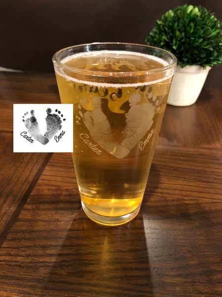 Actual Baby Footprints Glass
