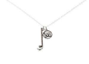 Golf Club Necklace with Initial Charm
