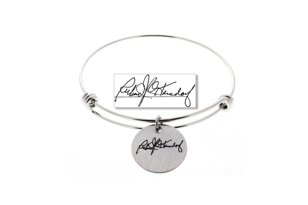 handwriting bangle bracelet, your signature engraved, actual handwriting jewelry, memorial gifts