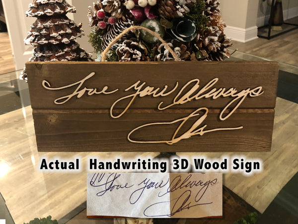 Actual Handwriting Wood Sign