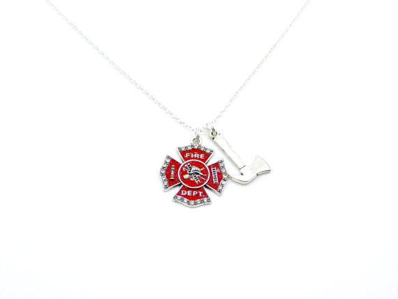 Firefighter Sterling Silver Thin Red Line Cross Pendant Necklace –  abrotherhood