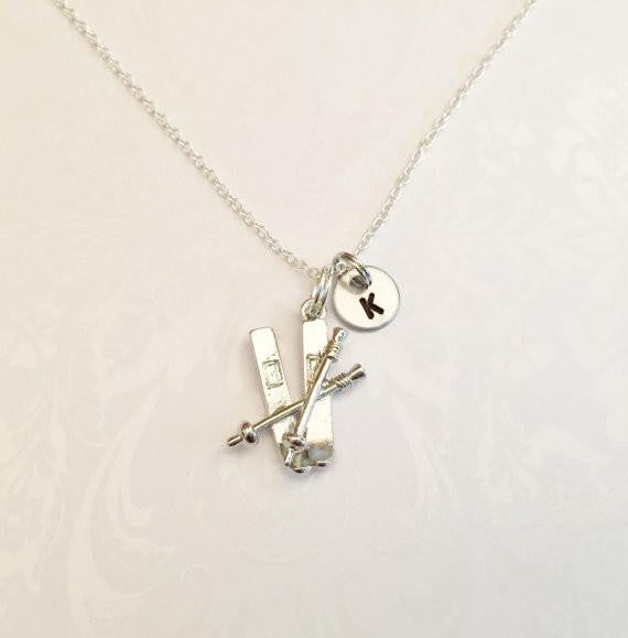 Skiing Necklace with an Initial - Anomaly Creations & Designs
 - 1