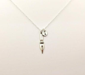 Calligraphy Pen Necklace with Initial - Anomaly Creations & Designs