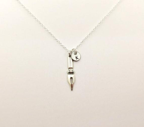 Calligraphy Pen Necklace with Initial - Anomaly Creations & Designs