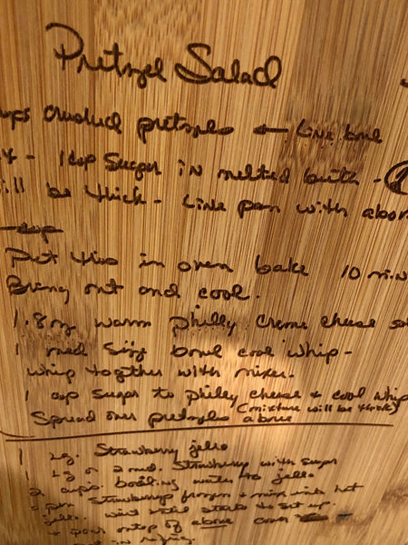 Recipe Cutting Board (Actual Handwritten Recipe)