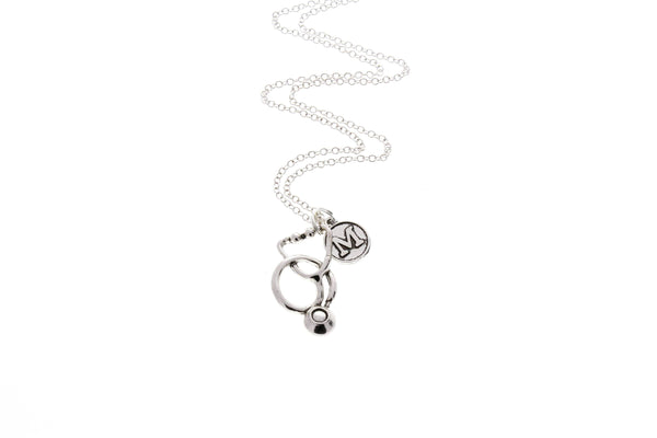 Stethoscope Necklace With Initial