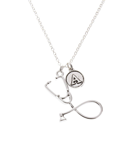 Stethoscope Necklace with Initial