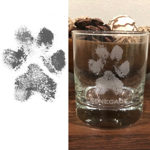 Actual Paw Print Glass