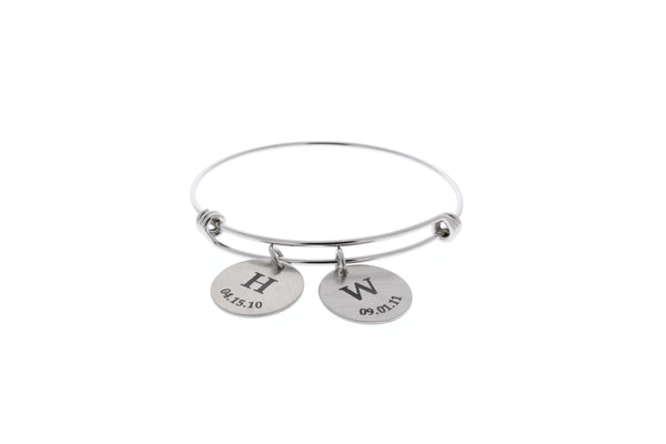 Initials Bangle Bracelet