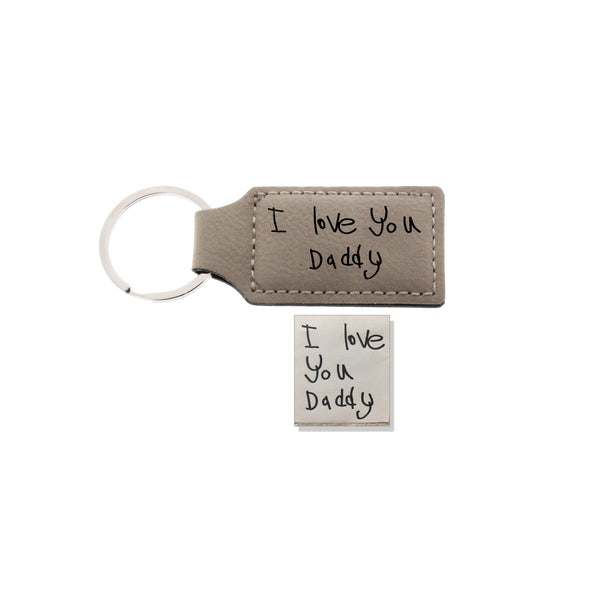 Actual handwriting leather keychain