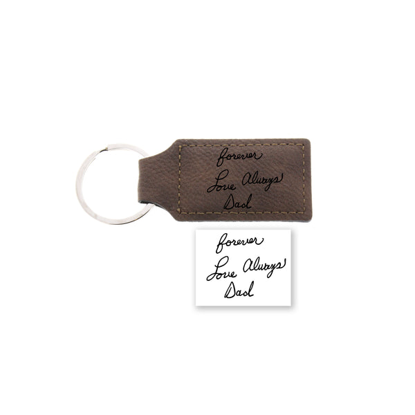 Actual handwriting leather keychain