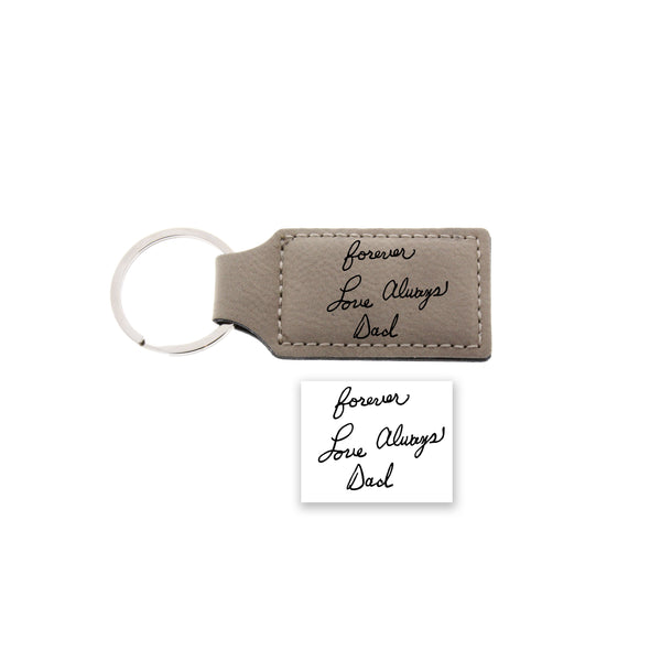 Actual handwriting leather keychain