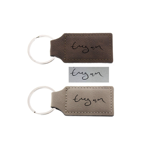 Actual handwriting leather keychain