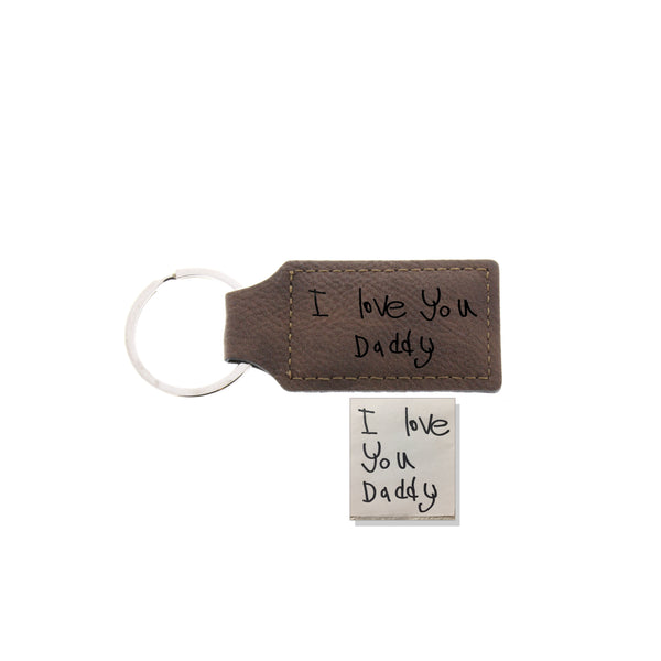 Actual handwriting leather keychain