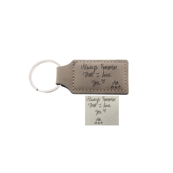 Actual handwriting leather keychain