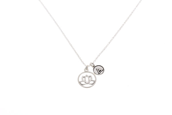 Lotus Flower Necklace with Initial Charm