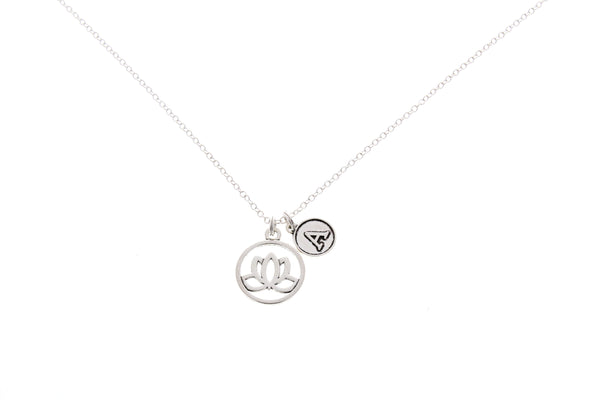 Lotus Flower Necklace with Initial Charm