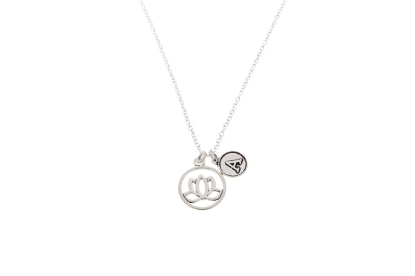 Lotus Flower Necklace with Initial Charm