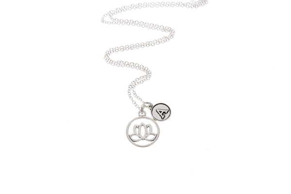 Lotus Flower Necklace with Initial Charm