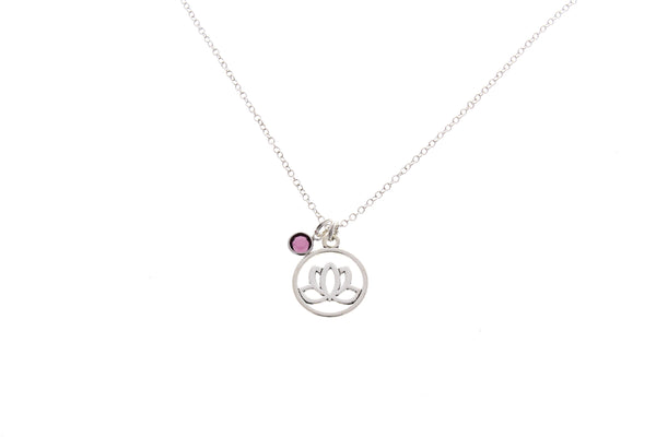 Lotus Flower Necklace (With Swarovski Birthstone)
